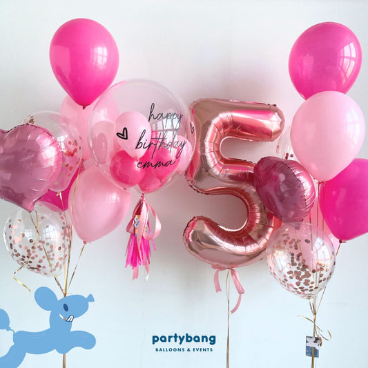 [Helium Inflated] 24inch Custom Bubble Balloon Birthday Set D (1pc Number)