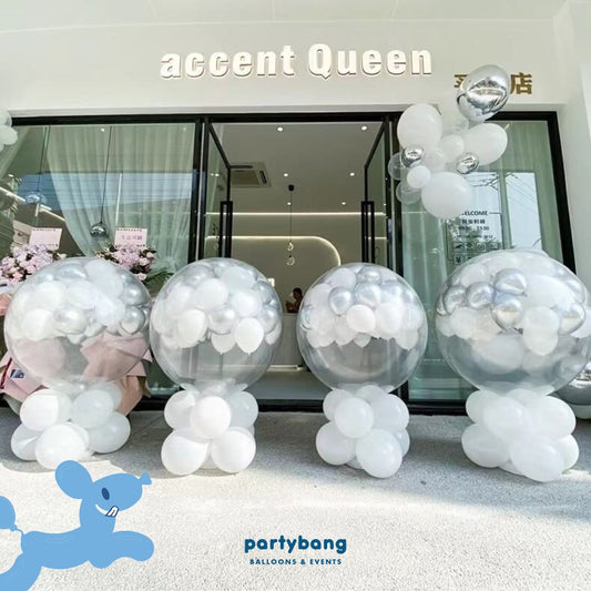 [Helium Filled] 2pcs Floor Standing Wedding Remote Popping Balloon