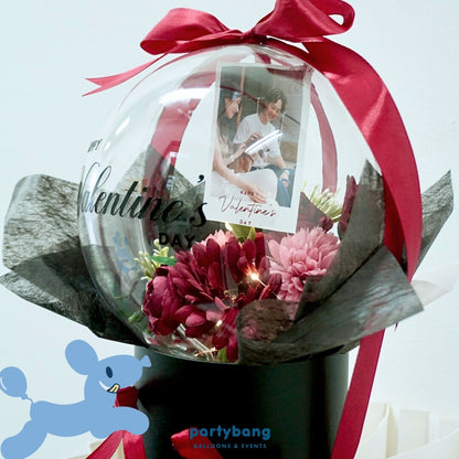 Crimson Kiss Valentine's Day Faux Flower Dome Gift Box