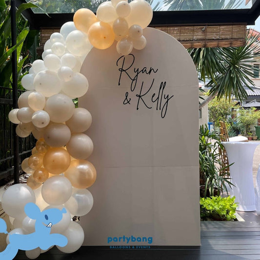 Plain Foamboard Arch Backdrop Setup with Balloon Garland [Sand]