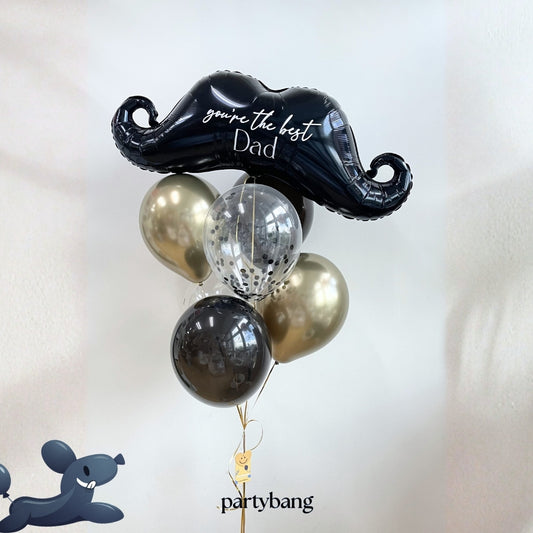 [Helium Inflated] 7pcs Moustache You're the best Dad Balloon Bundle