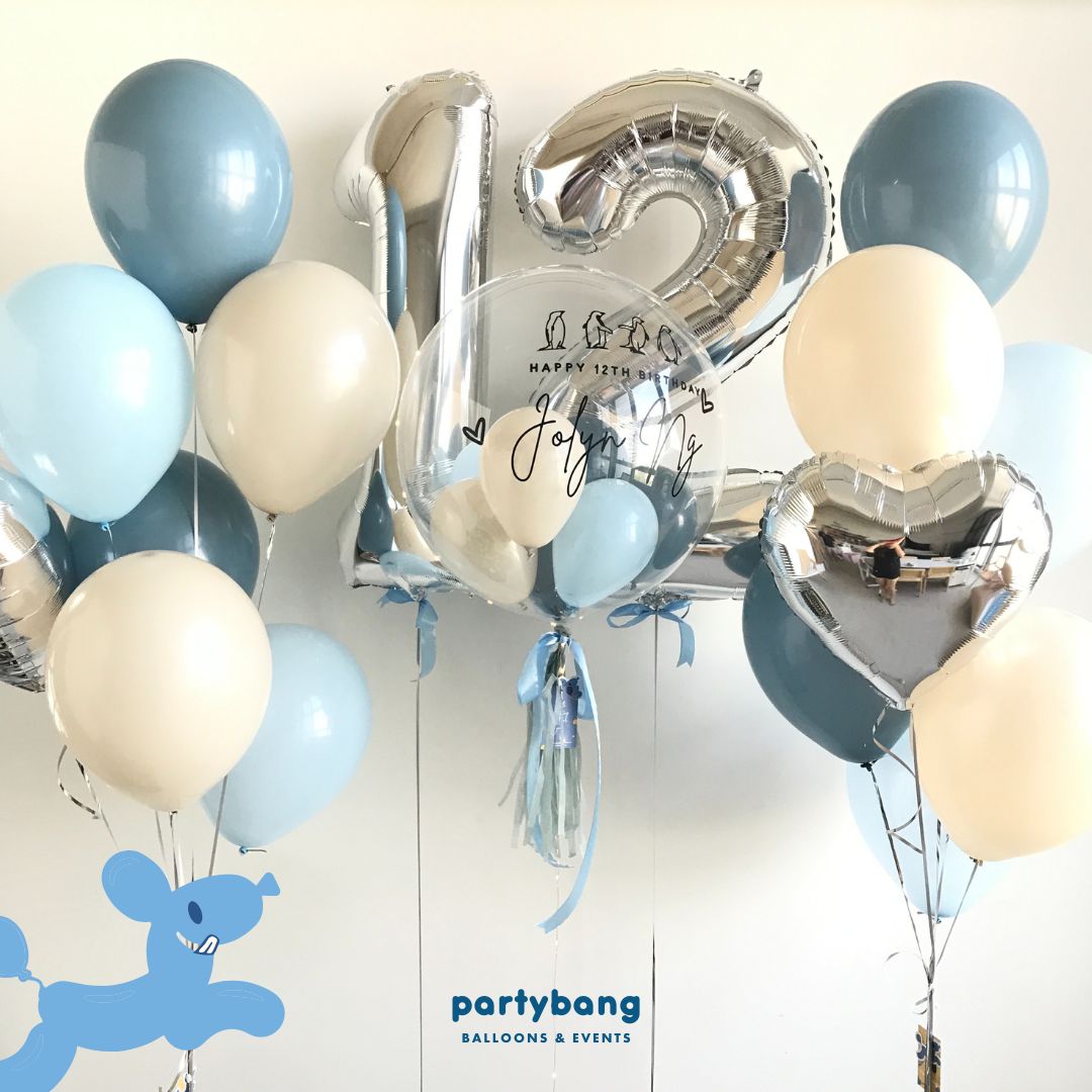 [Helium Inflated] 24inch Custom Bubble Balloon Birthday Set D (2 Numbers)