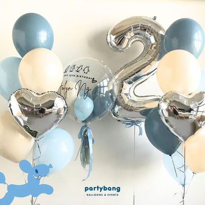 [Helium Inflated] 24inch Custom Bubble Balloon Birthday Set D (1pc Number)