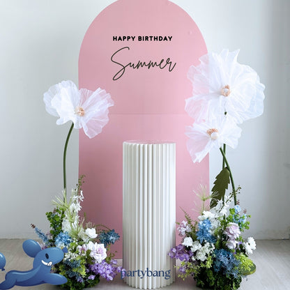 Minimalist Foamboard Backdrop with Botanic Flower Organza Set-up