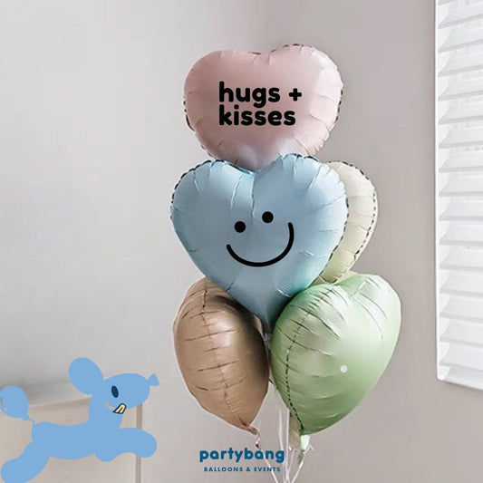 [Helium Inflated] Custom Balloons Hearts Korean Latex Kids Party (6pcs)