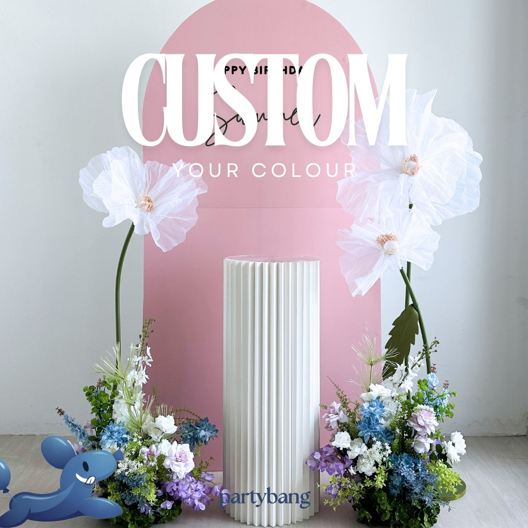 Minimalist Foamboard Backdrop with Botanic Flower Organza Set-up