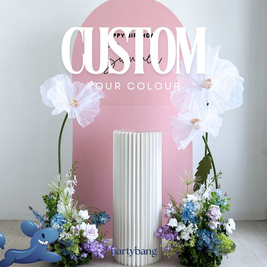 Minimalist Foamboard Backdrop with Botanic Flower Organza Set-up
