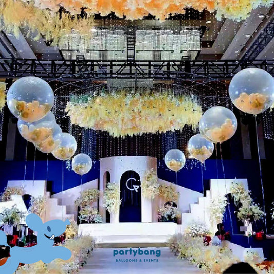 [Helium Filled] 2pcs Standing Wedding Remote Popping Balloon Flying Balloons
