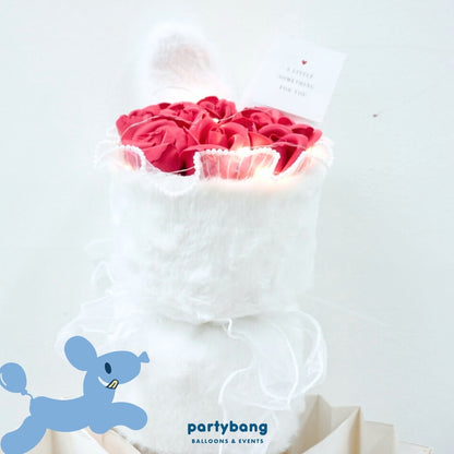 Valentine's Day Bunny in Bloom Faux Flower Bouquet