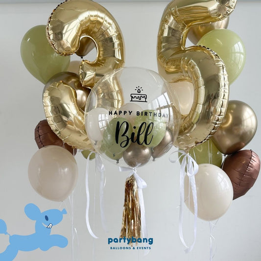[Helium Inflated] 24inch Custom Bubble Balloon Birthday Set D (2 Numbers)