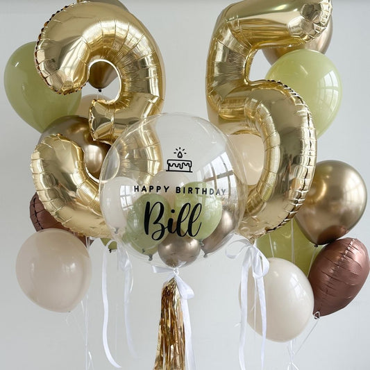 [Helium Inflated] 24inch Custom Bubble Balloon Birthday Set D (2 Numbers)