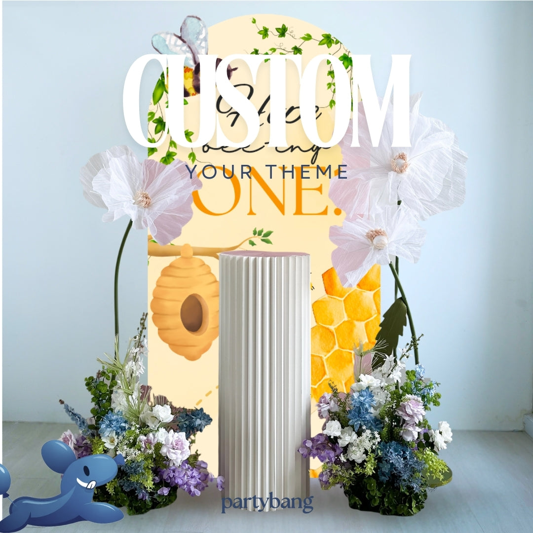 Custom Theme Foamboard Backdrop with Botanic Flower Organza Set-up
