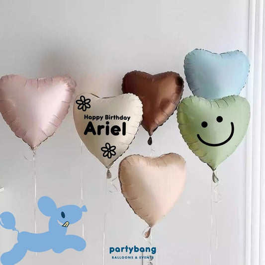 [Helium Inflated] Custom Balloons Hearts Korean Latex Kids Party (6pcs)