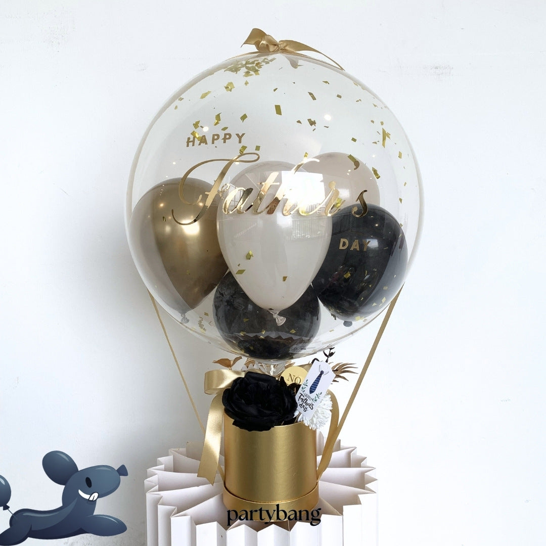 Father's Day Bubble Balloon Hot Air Stick with Faux Flower Gift Box