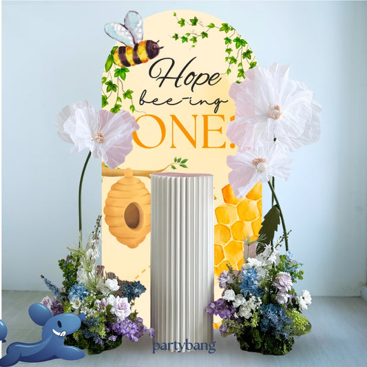 Custom Theme Foamboard Backdrop with Botanic Flower Organza Set-up