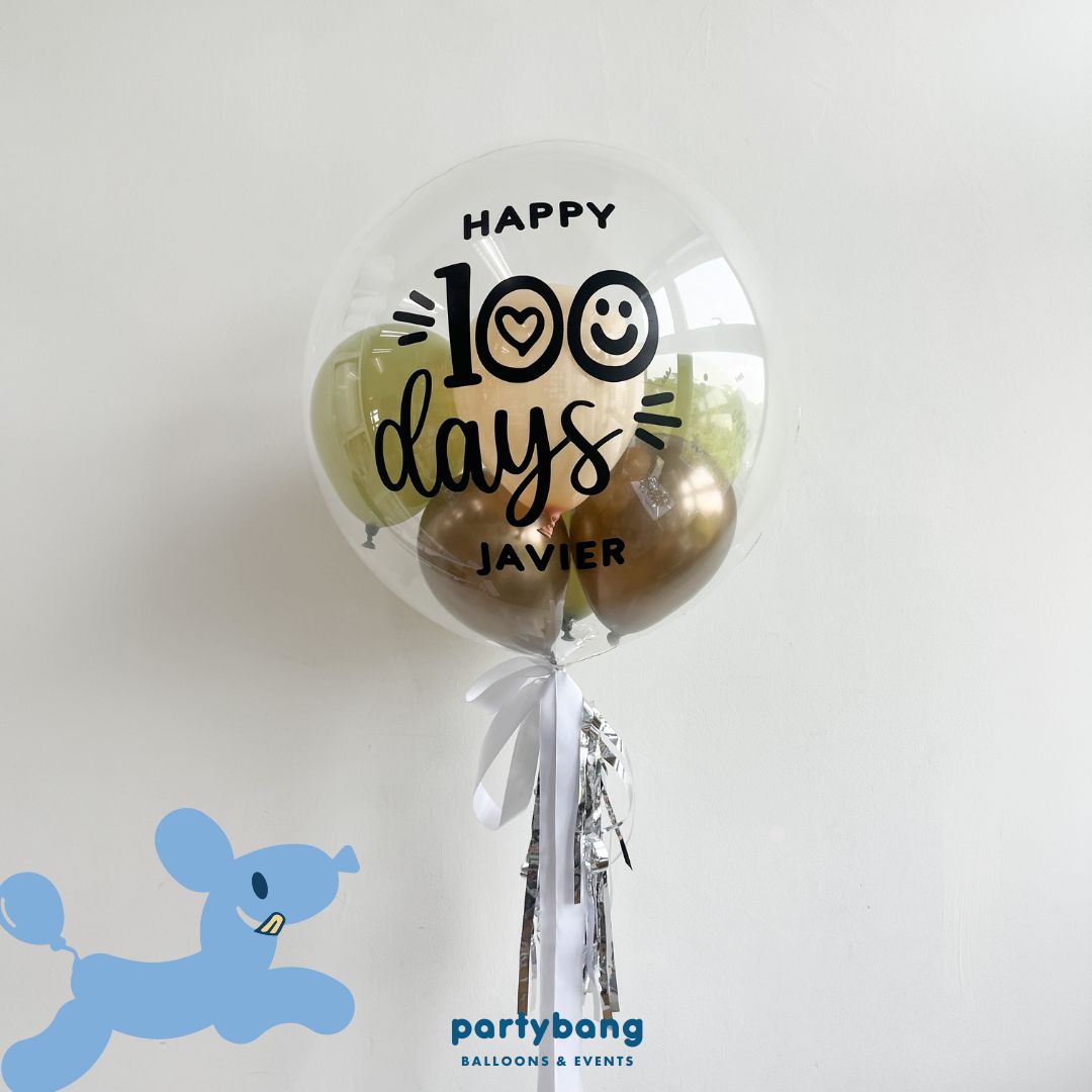 [Helium Inflated] 24inch Custom Bubble Balloon Birthday Baby Shower Full Month 100 Days Set A