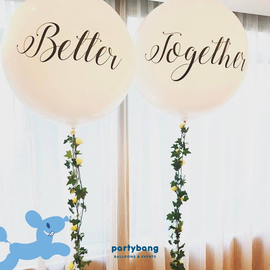 [Helium Filled] 2pcs 36inch Wedding White Jumbo Balloon with Vines