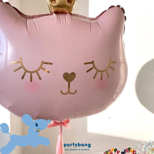 [Helium Inflated] Pink Cat Birthday Balloons Kids Party_Shop By Picture (1pc)