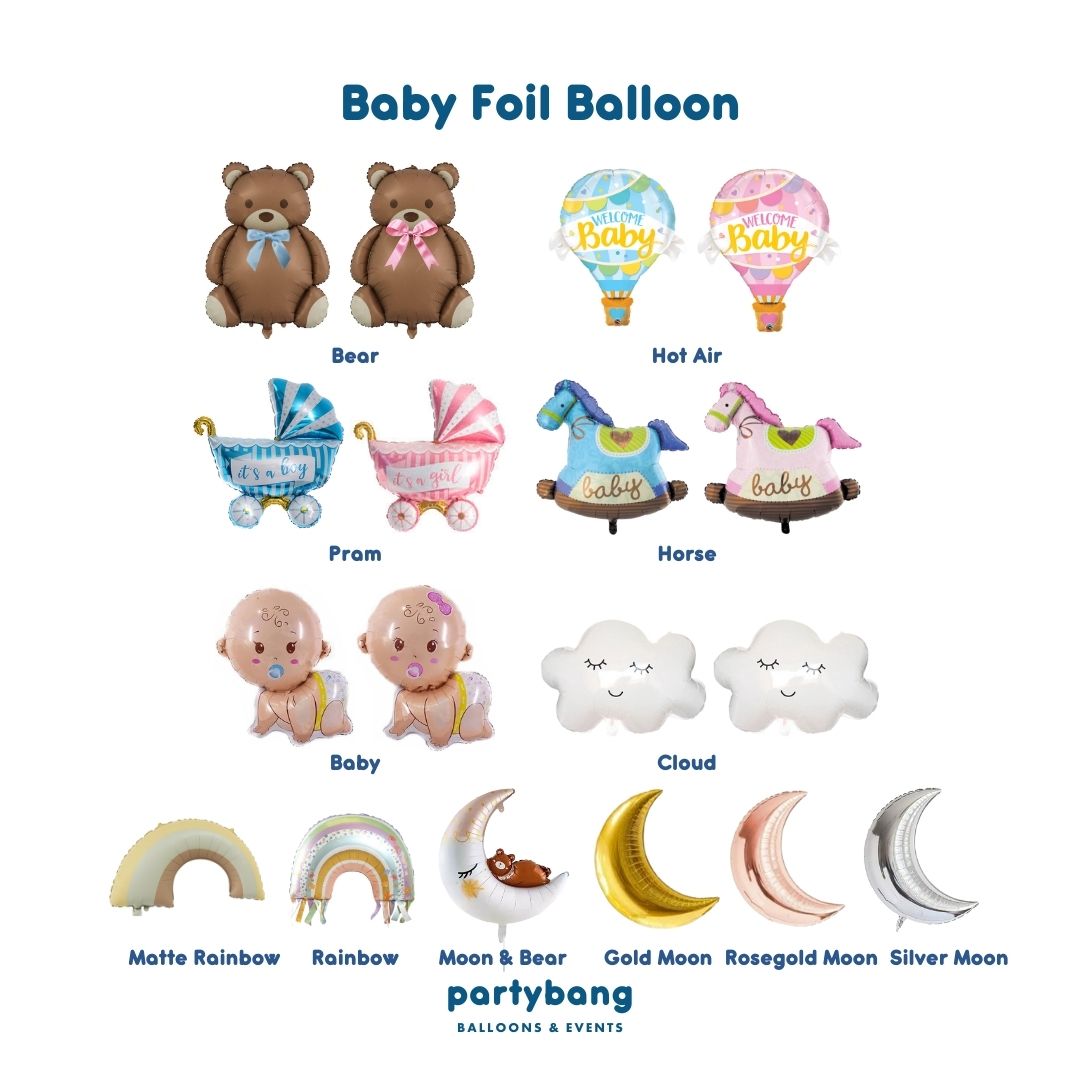 [Helium Inflated] 24inch Custom Bubble Balloon Baby Shower Full Month 100 Days Set D