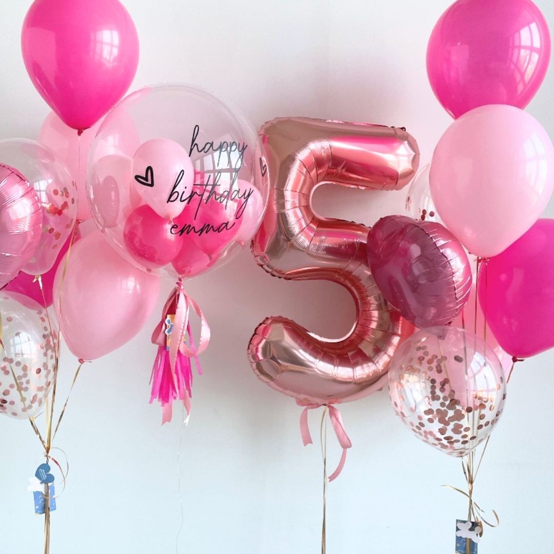 [Helium Inflated] 24inch Custom Bubble Balloon Birthday Set D (1pc Number)