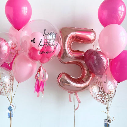 [Helium Inflated] 24inch Custom Bubble Balloon Birthday Set D (1pc Number)