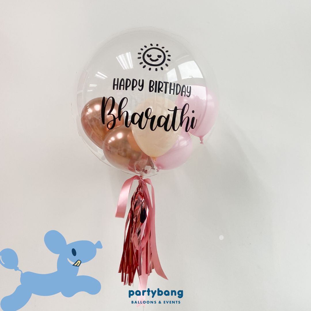 [Helium Inflated] 24inch Custom Bubble Balloon Birthday Set A
