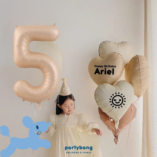 [Helium Inflated] Custom Retro Birthday Number Balloons Hearts Korean Latex Party (6pcs)