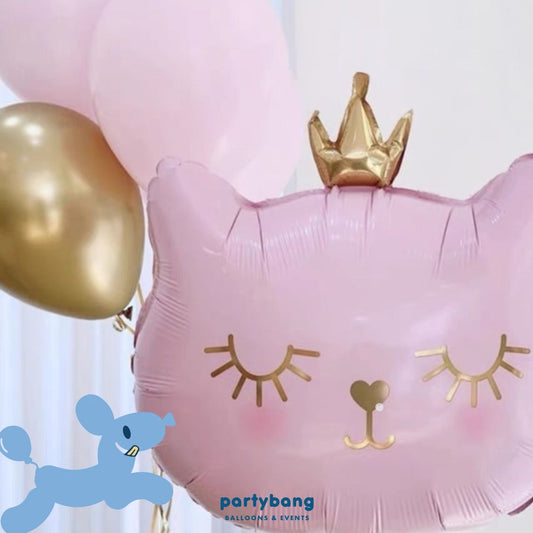 [Helium Inflated] Pink Cat Birthday Balloons Kids Party_Shop By Picture (13pcs)