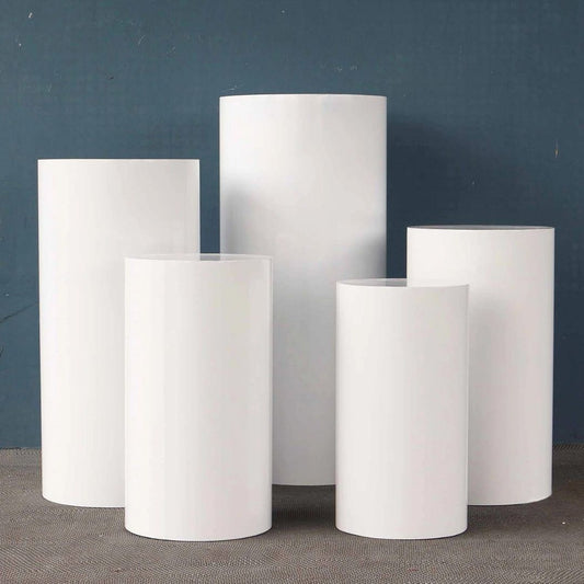 5pcs White Metal Round Pedestal Table [4 Days Rental]