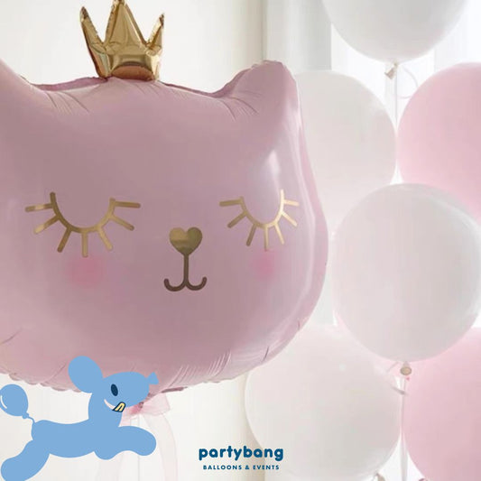 [Helium Inflated] Pink Cat Birthday Balloons Kids Party_Shop By Picture (9pcs)