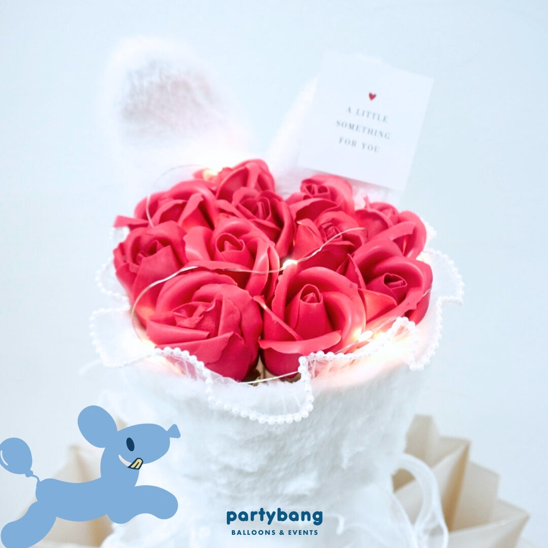 Valentine's Day Bunny in Bloom Faux Flower Bouquet