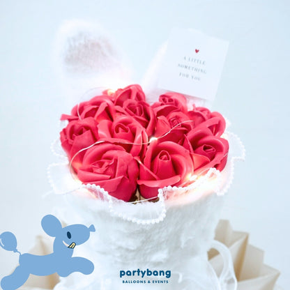 Valentine's Day Bunny in Bloom Faux Flower Bouquet