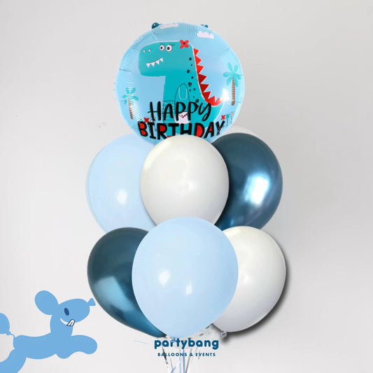 [Helium Inflated] 7pcs Balloon Cluster (Cute Dino)