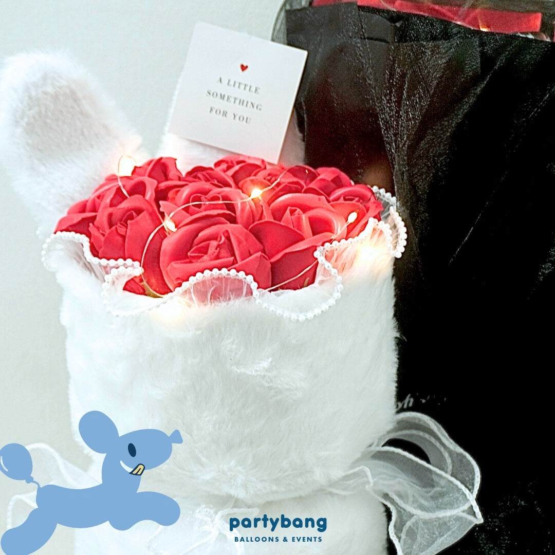 Valentine's Day Bunny in Bloom Faux Flower Bouquet