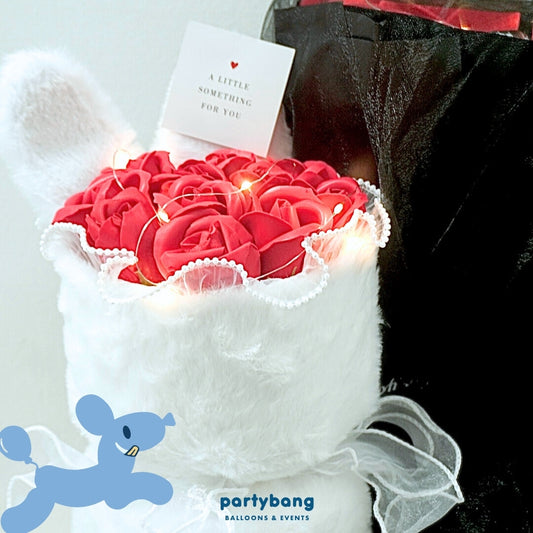Valentine's Day Bunny in Bloom Faux Flower Bouquet