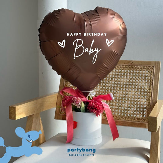 [Normal Air Inflated] Coffee Heart Flower Balloon Gift Box