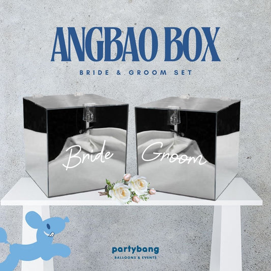 Silver Bride & GroomWishing Money Acrylic Angbao Box [4 Days Rental]