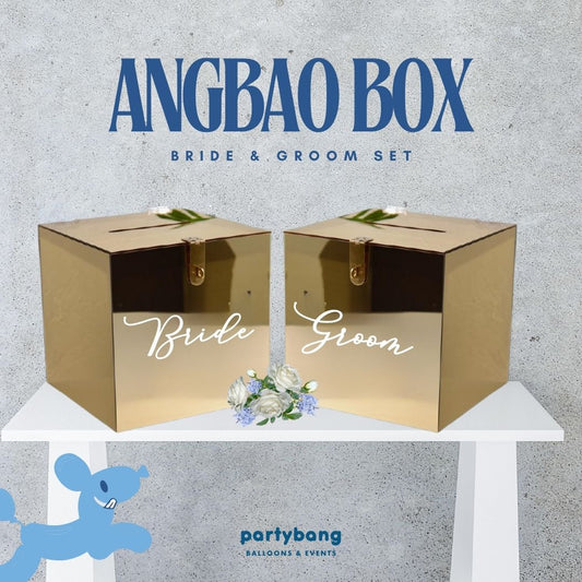 Gold Bride & GroomWishing Money Acrylic Angbao Box [4 Days Rental]