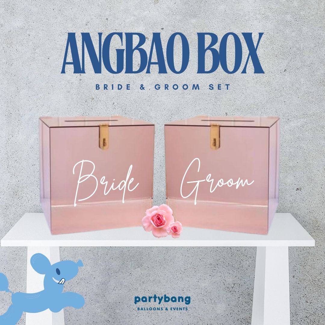 Rose Gold Bride & GroomWishing Money Acrylic Angbao Box [4 Days Rental]