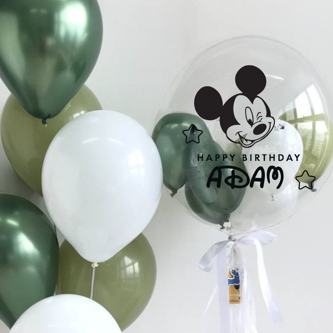 [Helium Inflated] 24inch Custom Bubble Balloon Birthday Set B