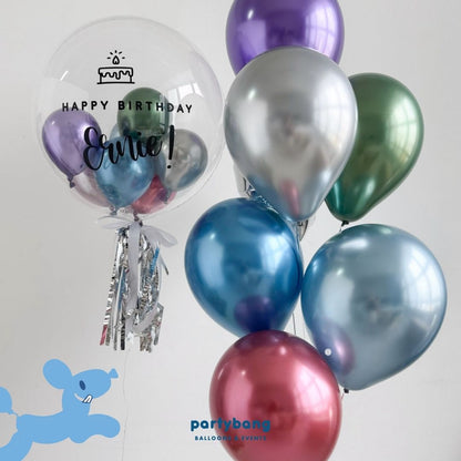 [Helium Inflated] 24inch Custom Bubble Balloon Birthday Set B