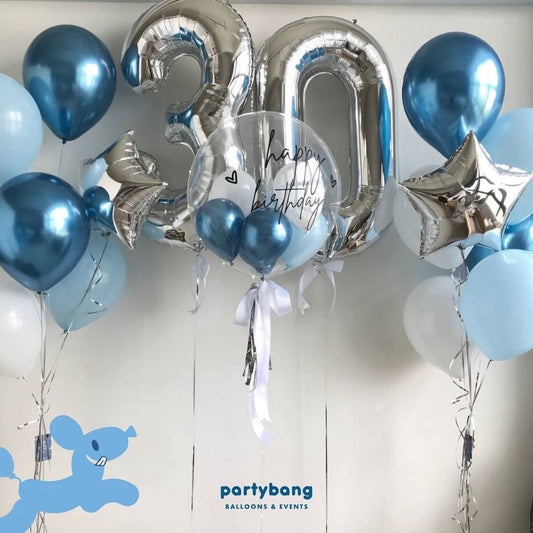 [Helium Inflated] 24inch Custom Bubble Balloon Birthday Set D (2 Numbers)