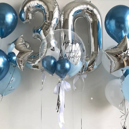 [Helium Inflated] 24inch Custom Bubble Balloon Birthday Set D (2 Numbers)