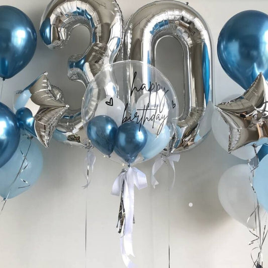 [Helium Inflated] 24inch Custom Bubble Balloon Birthday Set D (2 Numbers)