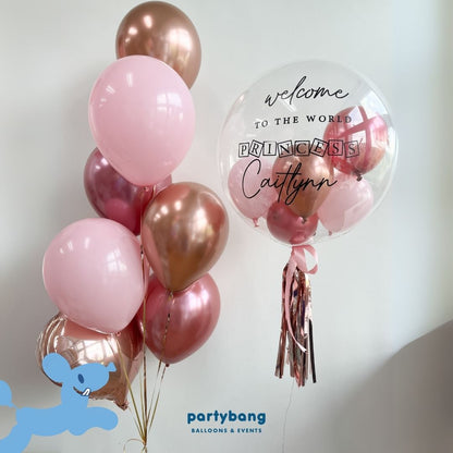 [Helium Inflated] 24inch Custom Bubble Balloon Baby Shower Full Month 100 Days Set B