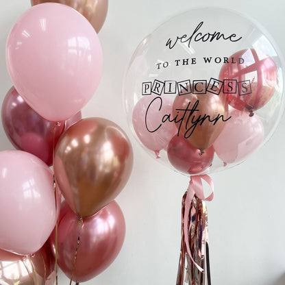 [Helium Inflated] 24inch Custom Bubble Balloon Baby Shower Full Month 100 Days Set B