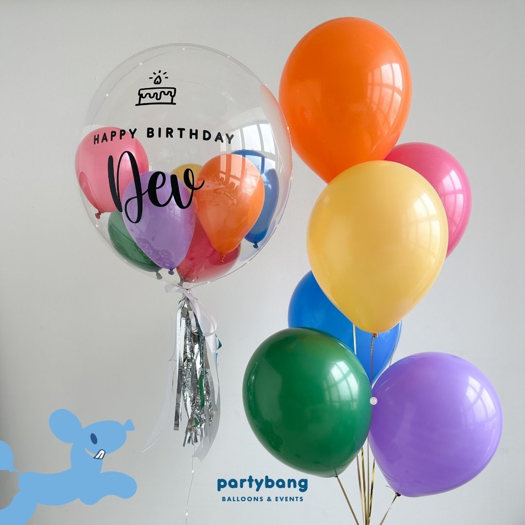[Helium Inflated] 24inch Custom Bubble Balloon Birthday Set B