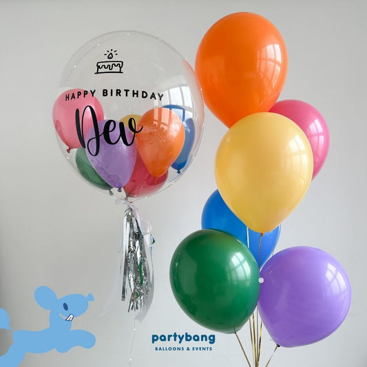 [Helium Inflated] 24inch Custom Bubble Balloon Birthday Set B