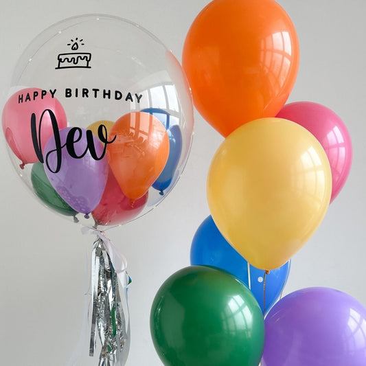[Helium Inflated] 24inch Custom Bubble Balloon Birthday Set B