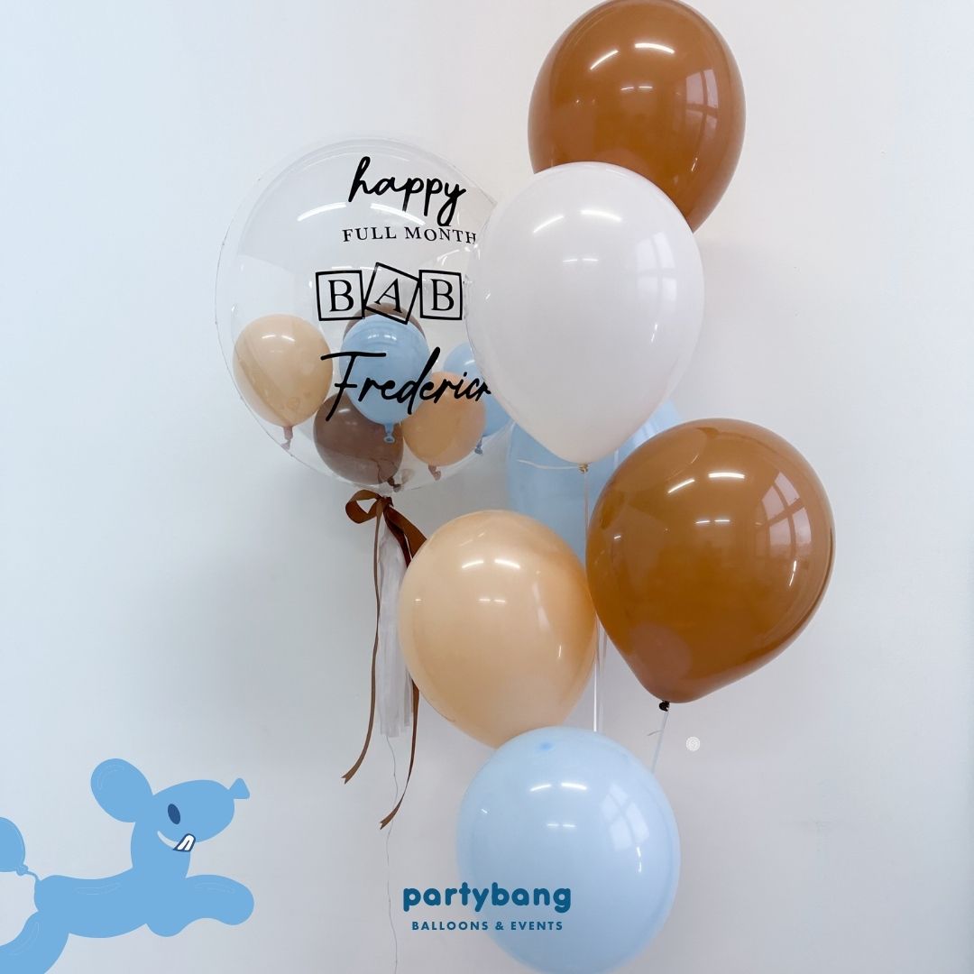 [Helium Inflated] 24inch Custom Bubble Balloon Baby Shower Full Month 100 Days Set B